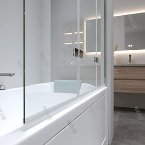 Panel de vidrio fácil de limpiar de 6mm 3 pantallas de ducha plegables sobre bañera con estilo abierto de bisagra - Product Image 3