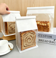 Sacs d'emballage pour pain en papier kraft transparent avec fenêtre personnalisés, sacs de boulangerie pour pain grillé, impression en gravure alimentaire blanche