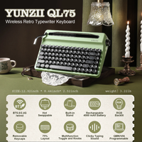 YUNZII QL75 pour cent rétro style machine à écrire clavier mécanique tri-mode sans fil remplaçable à chaud rvb rétro-éclairé clavier de jeu
