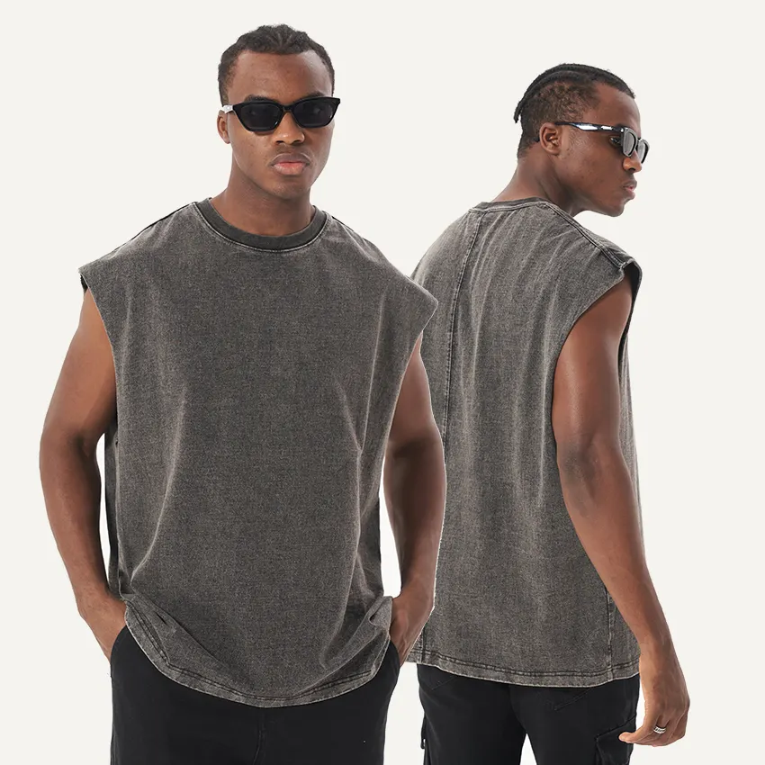 high street outer washed tank top men washed vintage tshirt vest sleeveless streetwear hipster tank top