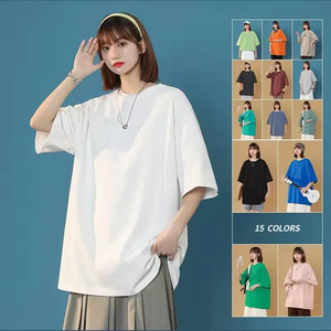 100% algodón ajuste suelto 160GSM-280GSM bordado impresión personalizada Logo hombros caídos camisetas en blanco de gran tamaño - Product Image 5