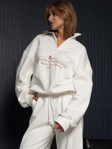 Ensemble pour femmes Fitness Jogger Clothing Custom Workout 2 Piece Women Set Full Zipper Up Crop Top Oversize Hoodie Women Sweatpants Set - Product Image 4