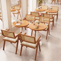 Table basse ronde en bois massif avec base en métal, table de bistrot, table ronde de 60 cm pour café, restaurant, salle à manger