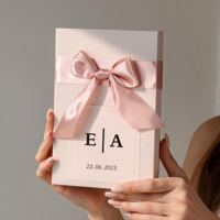 Boîte-cadeau d'invitation de mariage de luxe de conception créative joli papier mat avec nœud de ruban emballage de carte de mariage de bonbons et de chocolat