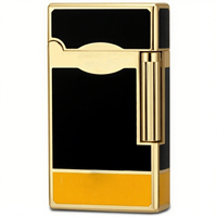 Briquet à cigare en métal de luxe, coupe-vent, avec logo personnalisé, boîte cadeau, utilisation en extérieur, rechargeable au butane