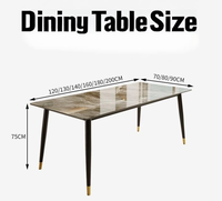 Table à manger rectangulaire moderne en marbre avec pieds en métal, mobilier de salle à manger de luxe pour la maison et l'hôtel