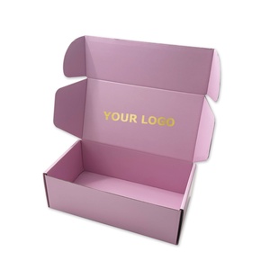 Caja de Envío Personalizada de Lujo con Logotipo en Lámina Plateada y Dorada Brillante de 2 mm, Embalaje Corrugado para Extensiones de Cabello, Caja de Envío Rosa - Product Image 6