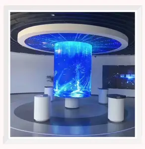 Indoor P1.2 P1.5 P1.8 P2 P2.5 P3 P4 Curved Soft Flexible Led Display Screen Exhibition Trade Show Cylindrical Column Video Wall