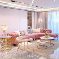 Canapé Chesterfield incurvé en forme de L avec boutons modernes Ensembles de canapés d'angle rembourrés en velours Ensemble de canapés de salon modulaires