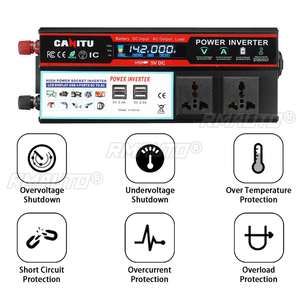 Inversor de Corriente de 6000W con Pantalla LCD, Inversor de Corriente para Automóvil de CC12V/24V a CA110V/220V, 4 Puertos USB, Transformador para Automóvil, Convertidor Automático - Product Image 2