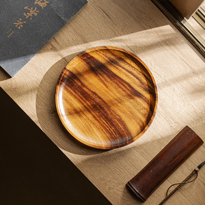 Walnut Wood Round Dry Brewing Tray Kung Fu <b>Tea</b> <b>Set</b> With Lid Household Solid Wood Teapot Stand Afternoon <b>Tea</b> Use - Product Image 4