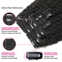Extensions capillaires bouclées noires africaines 12A en gros, 22 pouces, à clipser, invisibles en PU, double épaisseur