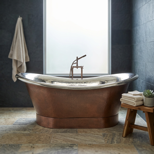 Baignoire ovale autoportante en cuivre, faite à la main, moderne, pour salle de bain, hôtel, villa - Artisanat indien - Product Image 1