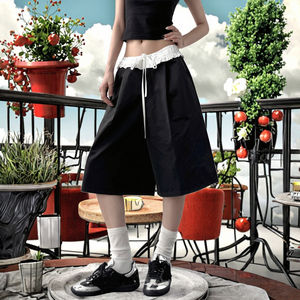 Pantalones Cortos de Punto Unisex de Algodón 100% Personalizados para el Verano 2025, Pierna Ancha, Casuales, con Estampado Moderno, Cintura Elástica Alta, Secado Rápido, Transpirables, para Mujer - Product Image 3