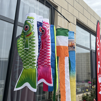 Koinobori Wind Sock Dekorasi Bendera Ikan Koi Layang-layang Poliester Tahan Noda