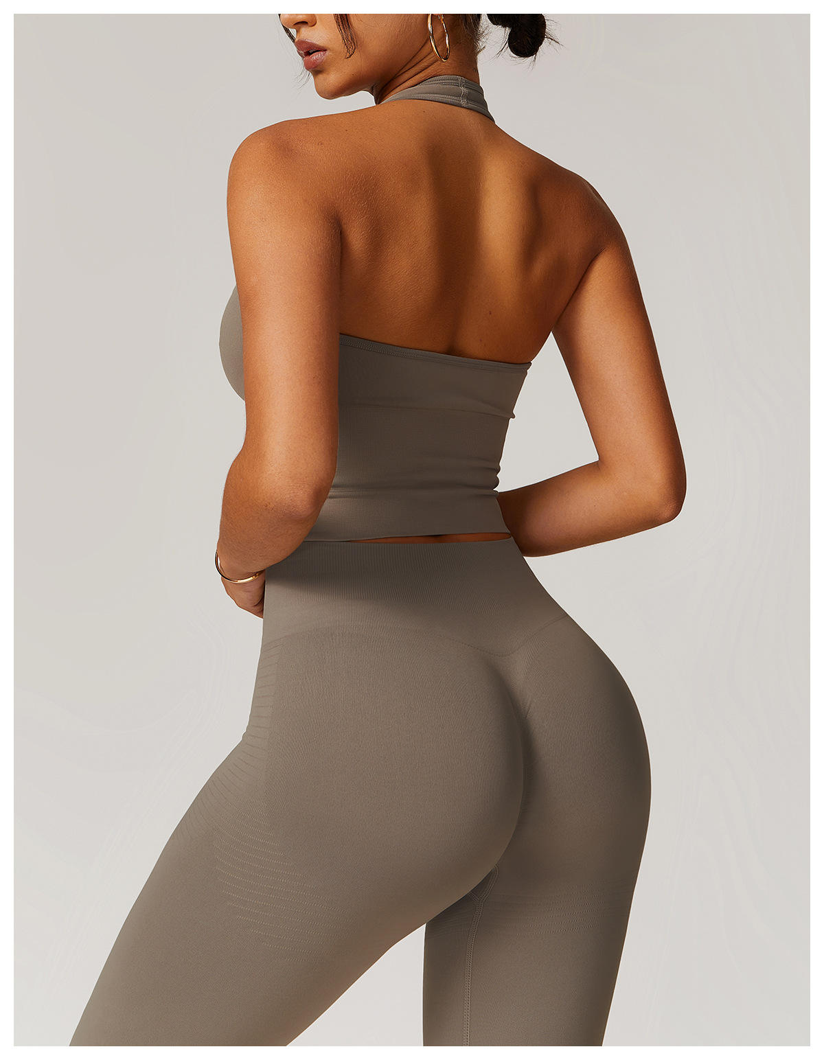 hanging neck bra brown