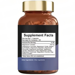 Complément alimentaire complexe au magnésium 12-en-1 OEM/ODM avec 12 formes actives, 700 mg par portion, 120 capsules, suppléments à base de plantes - Product Image 2