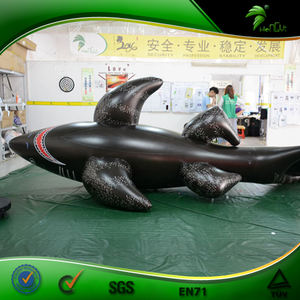 Flotador inflable de piscina de agua con dibujos de tiburón negro, juguete de pez inflable, modelado de Animal de mar - Product Image 6