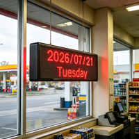 Panneau d'affichage à messages défilants LED rouge suspendu 32*96 cm, multifonction, date, heure, signalisation électronique pour vitrine de magasin en intérieur