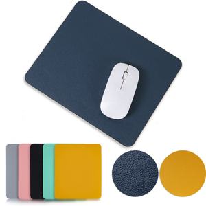 Tapis de souris carré en cuir PU imperméable antidérapant personnalisé OEM bleu marine pour le jeu, logo personnalisable, bureau, ordinateur portable - Product Image 1