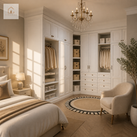 XINGRUO Armoire sur mesure de luxe de style shaker français moderne pour chambre à coucher, solution pour projets de villas et d'appartements, conception de modèle 3D