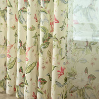 Tissu de rideau imprimé 100% polyester, motif floral papillon, rideaux crème, tissu en gros pour salon