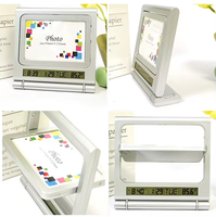 Jam Meja kantor LCD klasik dapat disesuaikan, murah, LCD klasik, jam bingkai foto, catu baterai, jam meja Digital, untuk rumah tangga, rumah