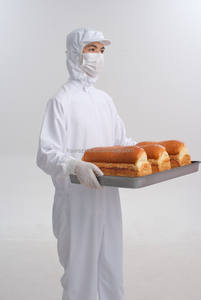 Très respirant antistatique blanc 100% Polyester combinaison de travail uniforme de protection pour l'industrie alimentaire hygiène vêtements de travail - Product Image 6