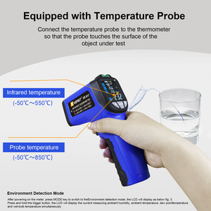 XE-817 Hot-Selling 6 1 LCD Display Infrared <b>Thermometer</b> Backlight Plastic Material Temperature Humidity Meter OEM Customizable X - Product Image 3