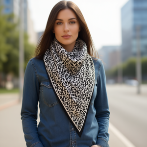 Sciarpa triangolare multifunzionale 135*60 cm con stampa leopardata, accessorio moda per il collo - Product Image 2
