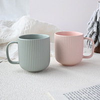 Mug à café et à lait en céramique de 350 ml, couleur unie, gaufré, compatible micro-ondes, design minimaliste moderne, boîte cadeau