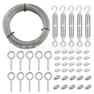 Kit de câbles de clôture de jardin en acier inoxydable avec tendeurs et vis à œil pour usage extérieur - Product Image 1