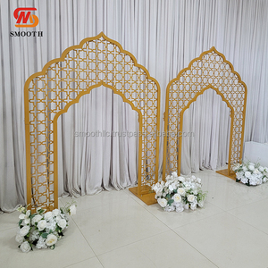 Nouvelle conception élégante de fond de scène de mariage indien, arche en métal doré de style arabe avec éclairage LED - Product Image 4