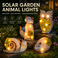 Lampe solaire LED d'extérieur IP44 étanche en résine, motif renard, hibou, escargot, hérisson, lumière décorative blanche chaude pour jardin