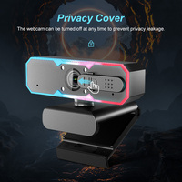 Cámara Web para Juegos 1080P 60fps con Enfoque Automático, Cubierta de Privacidad, Luz RGB y Micrófonos Duales para Streaming en PC