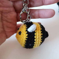 Porte-clés en peluche abeille à tête grosse, fait main au crochet, créatif, style dessin animé, accessoires de porte-clés