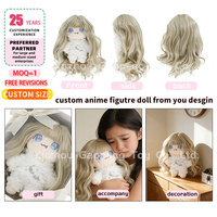 Perruque en fibre haute température CE CPC style luxe 20 cm, personnage de poupée en peluche douce en coton, coiffure personnalisable DIY