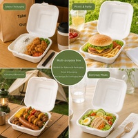 Boîte à gâteau en pulpe de canne à sucre biodégradable jetable, boîte bento, boîte à tiramisu/fruits/burgers/pâtisseries, emballage pour desserts, capacité 450