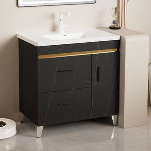 Nouveau produit <span class=keywords><strong>Homedesign</strong></span> préféré des clients armoire de salle de bain en acier inoxydable vasque en céramique et miroir LED vanité de salle de bain - Product Image 3