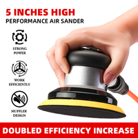 ULEMA -C105 Pulidora Neumática Automotriz de 125 mm, Lijadora Orbital Aleatoria de Aire de 5 Pulgadas con Velocidad Variable para Coche, con Base Autoadhesiva para Chasis