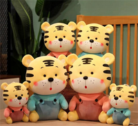 Peluche tigre de dessin animé personnalisée OEM ODM, peluche tigre douce avec salopette, logo personnalisé pour cadeau enfant et décoration intérieure