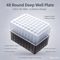 Plaque de 48 puits ronds à fond en U, arrangement régulier, 3,5 mL, sans DNase ni RNase, pour stockage d'échantillons de laboratoire