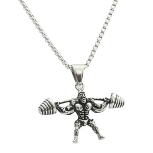 Yunnique – collier avec pendentif en acier inoxydable pour hommes, pour musculation, fitness, gym, charme de musculation, ton or et argent, 280579 - Product Image 5