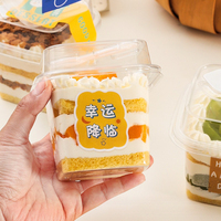 Boîtes à dessert carrées jetables écologiques en plastique transparent de 400 ml avec couvercle et cuillère intégrés, contenants alimentaires de qualité supérieure pour le pain à emporter