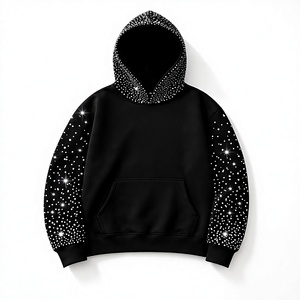 เสื้อฮู้ดดี้ขนแกะหนานุ่มหรูหรา ตกแต่งคริสตัลเต็มแขน สไตล์สตรีทแวร์สุดหรู ผลิตตามสั่ง ผ้าฝ้าย 100% สำหรับฤดูหนาว สวมใส่สบาย - Product Image 1