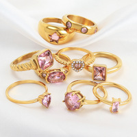 Fijne sieraden kindereternityring roze multi schattige hartvormige steen romantische jubileum Valentijnsbelofte verlovingsring 18K verguld