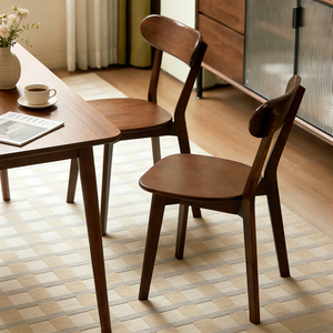 Set di 2 sedie da pranzo in legno massello, stile moderno metà secolo, con schienale curvo, per cucina - Product Image 2