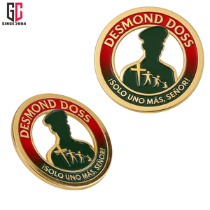 Pin Conmemorativo de Metal Esmaltado Personalizado de Fábrica con 12 Años de Experiencia, Diseño Desmond <span class=keywords><strong>Doss</strong></span>, Aleación de Zinc, Chapado en Oro, Esmalte Duro, Hacksaw Ridge - Product Image 2