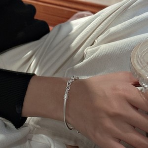 S925 <b>Sterling</b> <b>Silver</b> Retro Style <b>Bracelet</b> Korean Version Niche Design Matte Finish Simple INS Inspired Fashion String <b>Bracelet</b> - Product Image 5