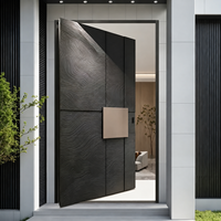 Porte de jardin pivotante en aluminium sur mesure, finition bois, gravée CNC, porte piétonne extérieure avec serrure intelligente pour entrée de villa de luxe